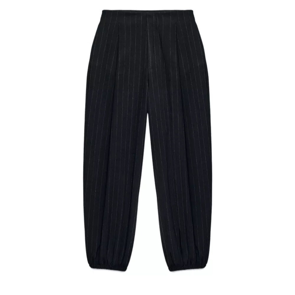 Zara Navy Striped Trousers
